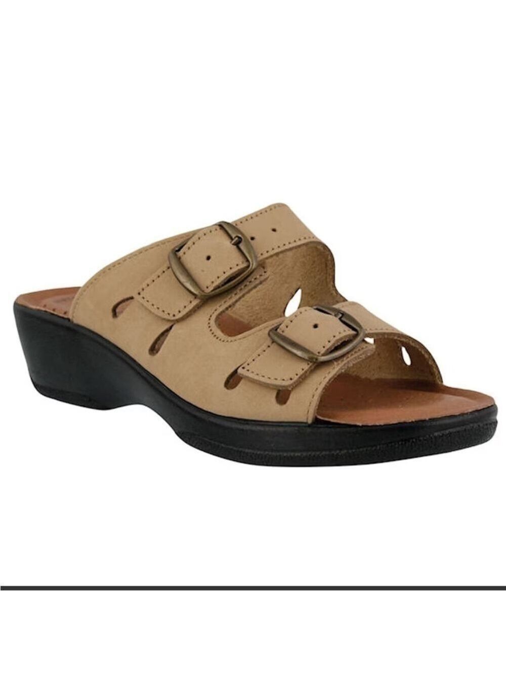 Spring Step Flexus Italian Decca Slide Sandal Suede Beige Tan 9.5-10